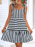 Tie Waist Striped Dress Silver Sam