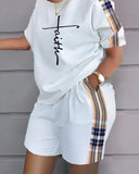 Printed Short Sleeve Top & Shorts Set