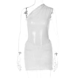One-shoulder Sleeveless Two-piece Suit