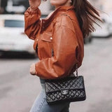 Solid Color PU Faux Leather Jacket Coats Silver Sam