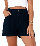 High Waisted Corduroy Loose Shorts