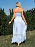 Solid Color V-neck Sleeveless Maxi Dress Silver Sam