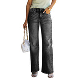 Women's Loose Fit High Stretch Wide Leg Denim Pants
