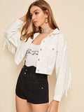 Women Fringe Jacket Tassel Coat Silver Sam