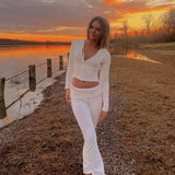 Sexy High-Waisted Long Sleeve Top & Pants Set