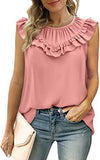 Sleeveless Chiffon Blouse with Elegant Pleats Silver Sam