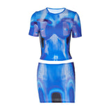 Printed Street Style Short T-Shirt & Mini Skirt Set