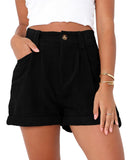 High Waisted Corduroy Loose Shorts