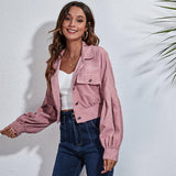 Jacket Lapel Lantern Sleeve Blue Short Coat Silver Sam