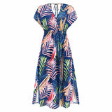 Bat Sleeve Summer Printed Long Dress Silver Sam