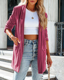 Loose Velvet Stretchy Long Sleeve Jacket for Women Silver Sam