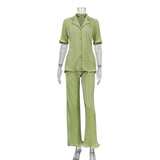 Short Sleeve Shirt & Wide Leg Pants Set