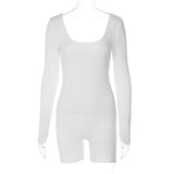 U-Neck Long Sleeve Bodycon Butt-Lifting Sport Jumpsuit Silver Sam