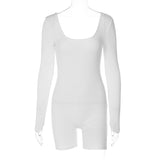 U-Neck Long Sleeve Bodycon Butt-Lifting Sport Jumpsuit Silver Sam