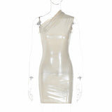 One-shoulder Sleeveless Dress Silver Sam
