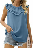 Sleeveless Chiffon Blouse with Elegant Pleats Silver Sam