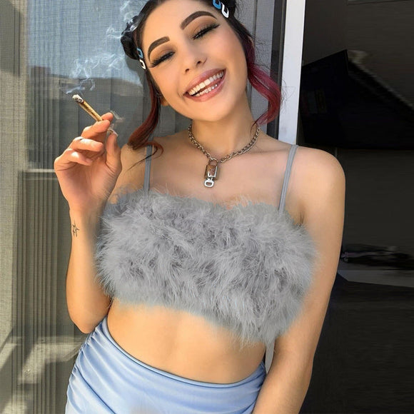 Furry Strap Wrap Chest Camisole