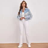 Fringed Jackets Long Sleeves Coat Loose Outerwear Silver Sam