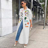 Printed Sunscreen Long Jacket Silver Sam