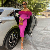 One-shoulder sexy bodycon long sleeve dress.