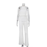Backless Tank Top & Pleated Pants Set