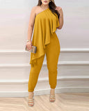  Jumpsuit with Off-Shoulder and Waistline