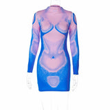 Fashion Print Long Sleeve Dress Silver Sam