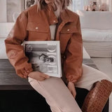 Solid Color PU Faux Leather Jacket Coats Silver Sam