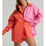 Cotton Tracksuit Shirt with Mini Shorts