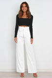 Casual Wide-Leg Trousers with Belt