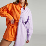 Cotton Tracksuit Shirt with Mini Shorts
