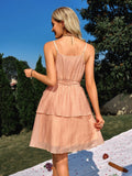 Solid Color V-neck Tie-Waist Slip Dress Silver Sam