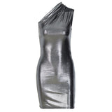 One-shoulder Sleeveless Dress Silver Sam
