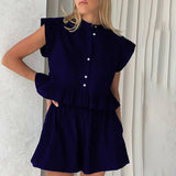 Sleeveless Tank Top & High Waist Shorts Set