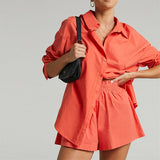 Cotton Tracksuit Shirt with Mini Shorts