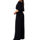 Crew Neck Short Sleeve Top Lace-up & High Waist Trousers Set