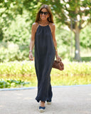 Hanging Neck Cotton Hemp Dress Silver Sam
