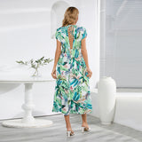 Bat Sleeve Summer Printed Long Dress Silver Sam