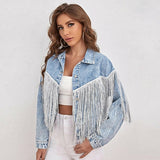 Fringed Jackets Long Sleeves Coat Loose Outerwear Silver Sam