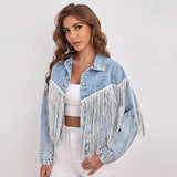 Fringed Jackets Long Sleeves Coat Loose Outerwear Silver Sam