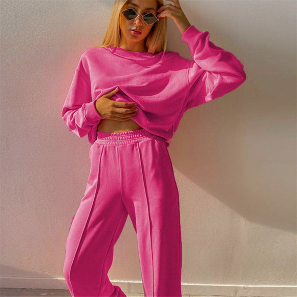 Sweatshirt Tracksuit Casual Loose Pullover Top & Pants Set