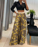 Casual High-Waisted Pants and Shirt Set