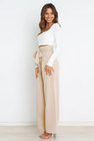 Casual Wide-Leg Trousers with Belt