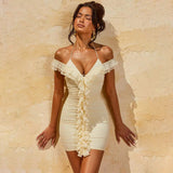 Mesh Ruched Bodycon Ruffle Dress Silver Sam