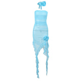Sheer Mesh Floral Bodycon Dress Silver Sam