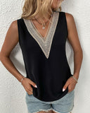 V-neck Lace Sleeveless Top Silver Sam