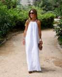 Hanging Neck Cotton Hemp Dress Silver Sam