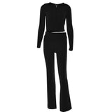 Sexy High-Waisted Long Sleeve Top & Pants Set