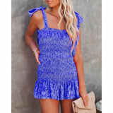 Sexy Halter Strap Ruffled Mini Dress Silver Sam