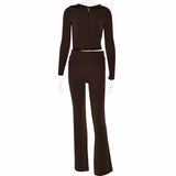 Sexy High-Waisted Long Sleeve Top & Pants Set